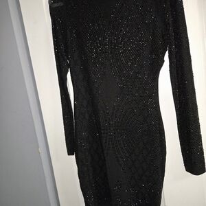 Windsor Black Long Sleeve Bodycon Beaded Dress